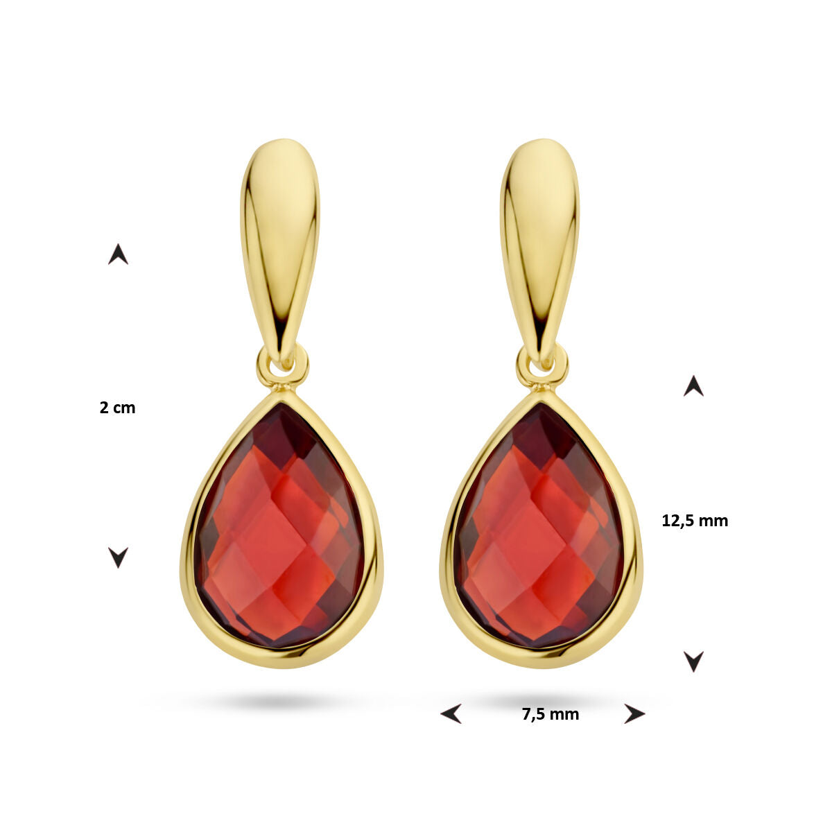 orecchini pendenti granato 14K oro giallo