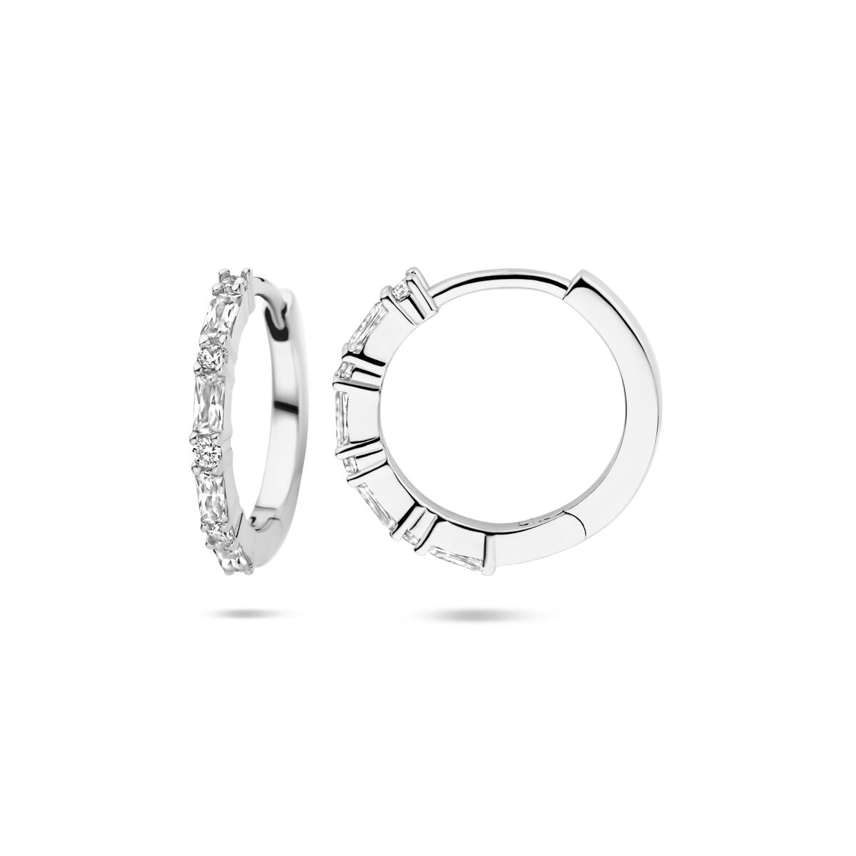 Creole zirconia 15 mm argento rodiato