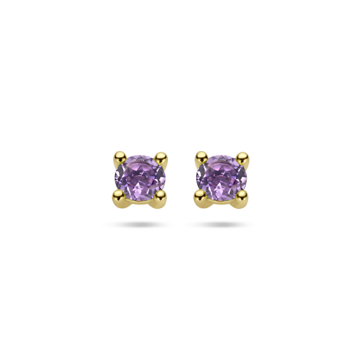 Orecchini in oro giallo 14K con pietre di ametista viola.