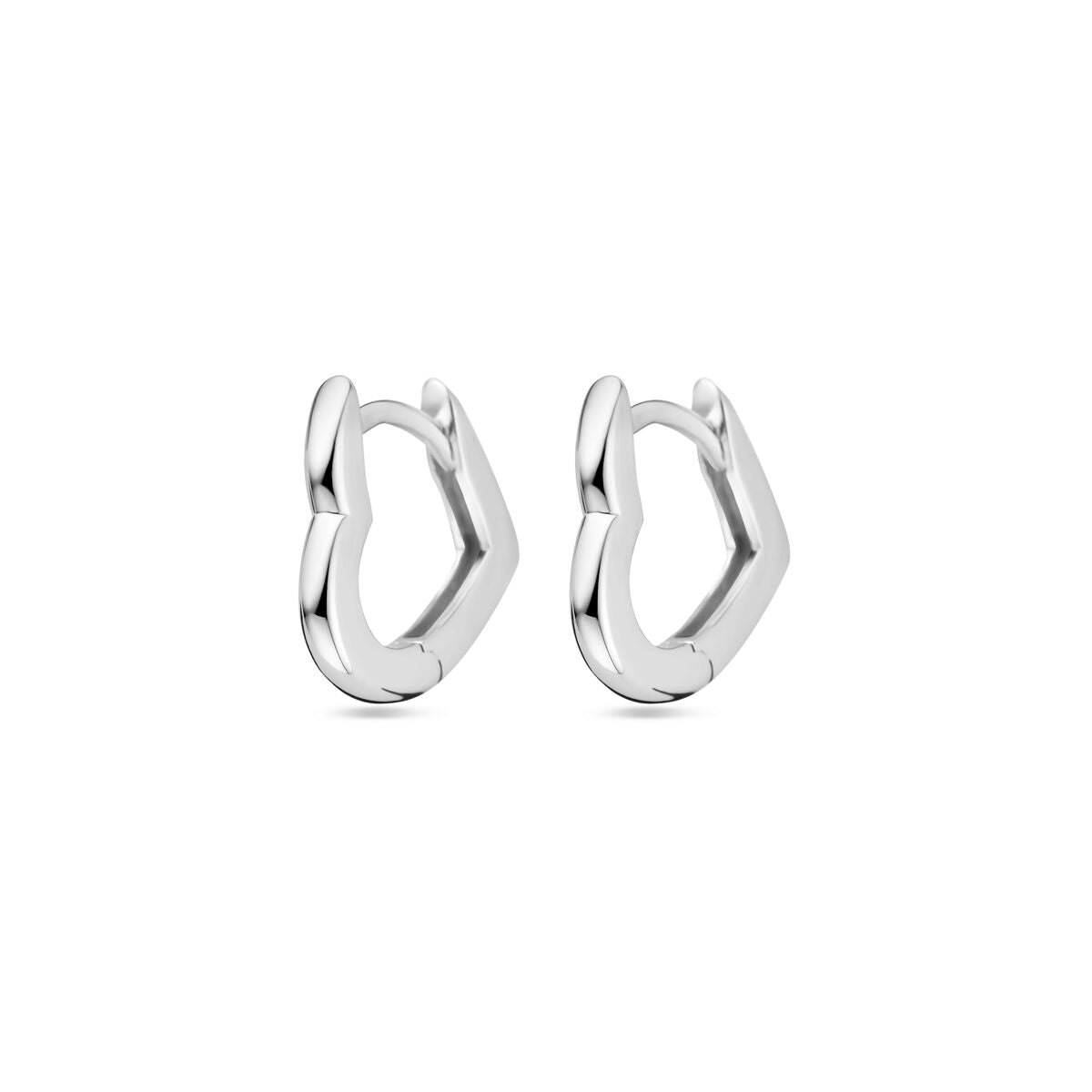 orecchini a cerchio pieghevole cuoricino 13 mm argento rodiato
