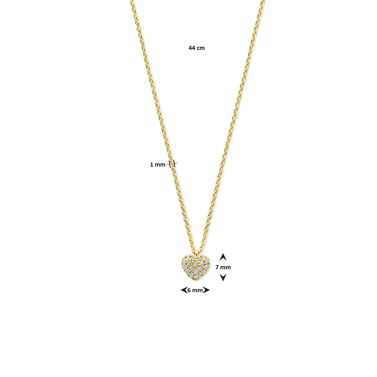 collana cuoricino diamante 0.09ct h si 44 cm oro giallo 14K