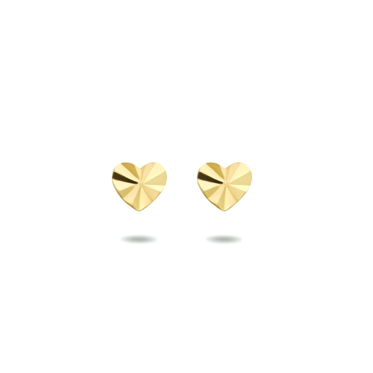 orecchini a bottone cuore diamantato oro giallo 14K
