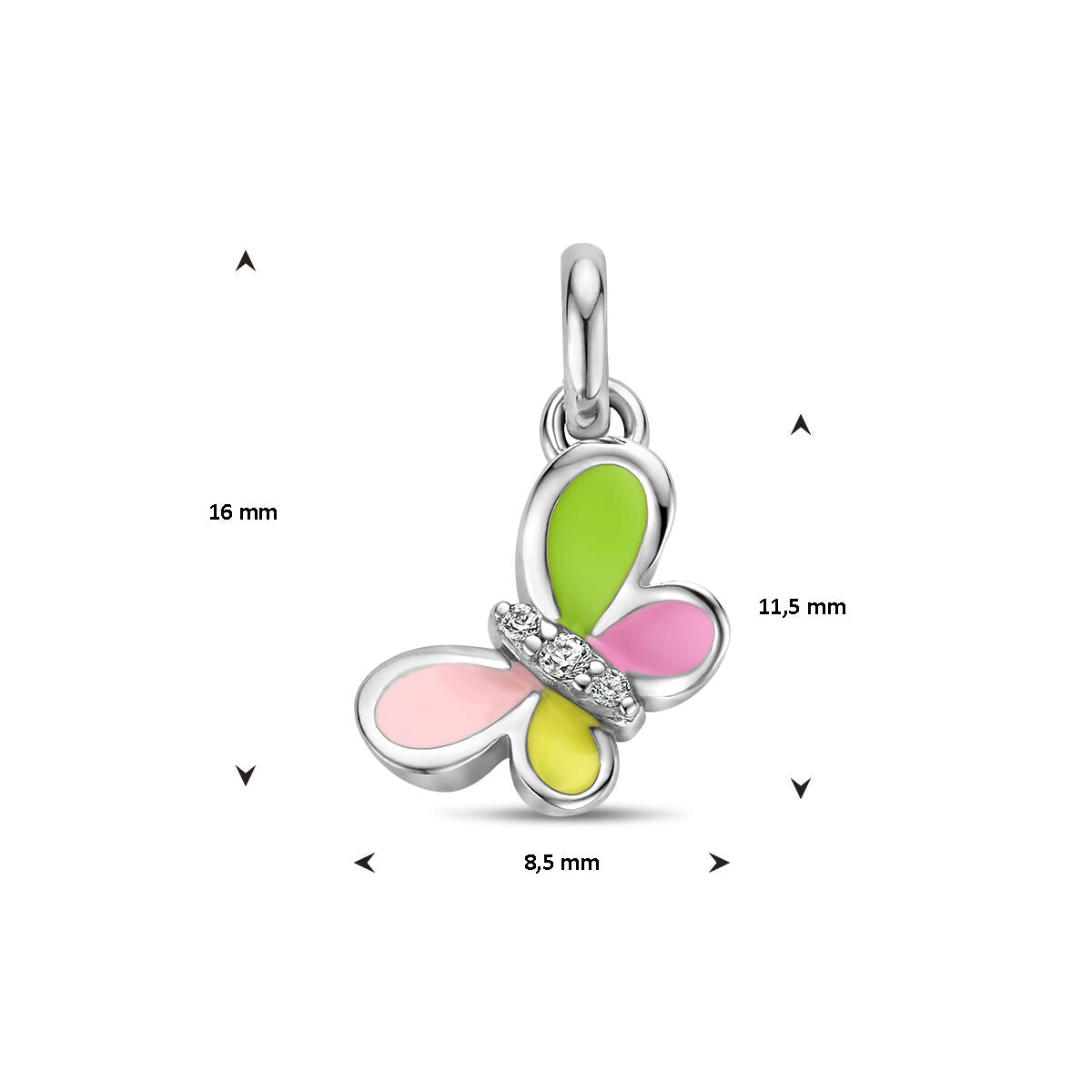 ciondolo farfalla zircone argento rodiato