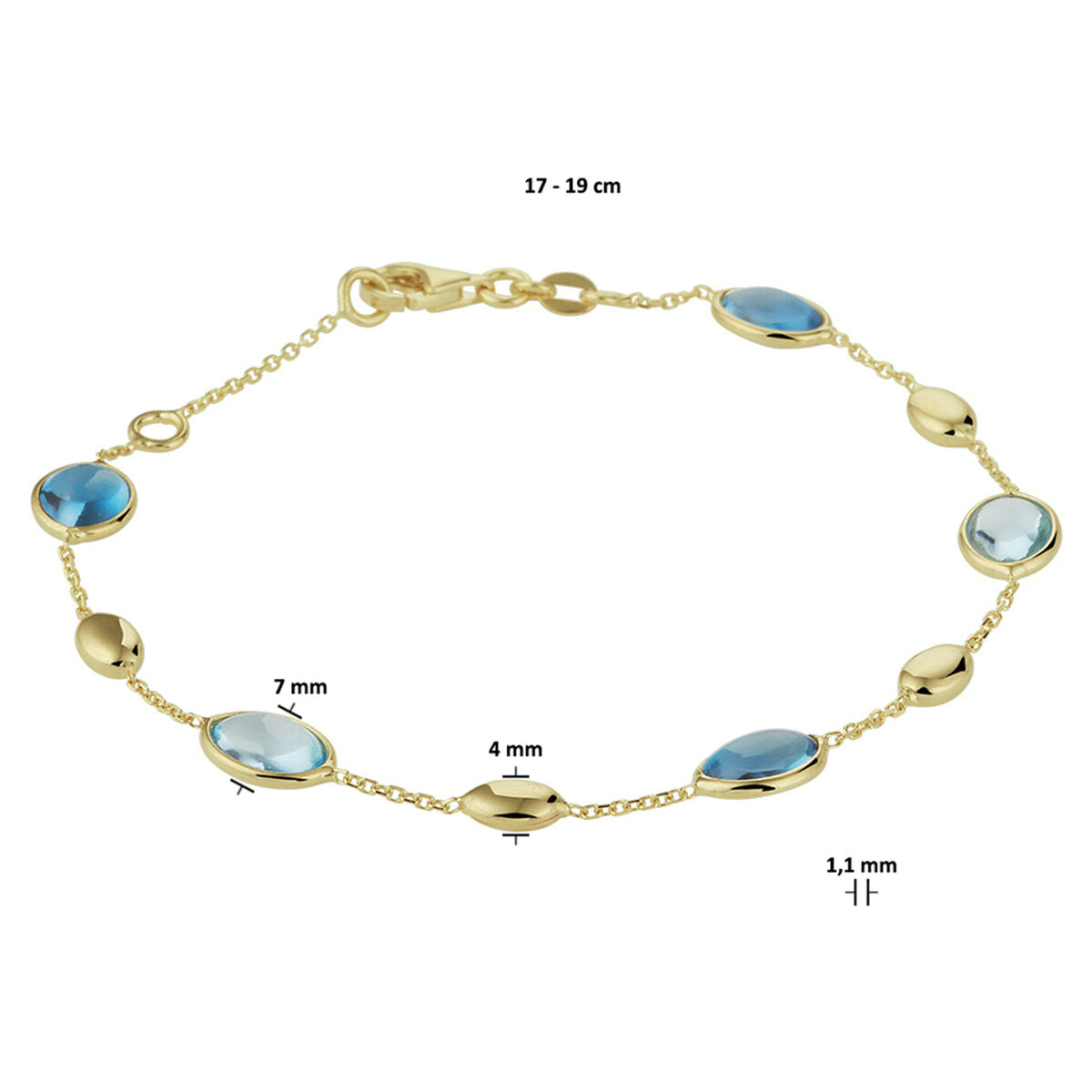 Bracciale d'oro da donna con topazio London Blue e topazio blu 14K