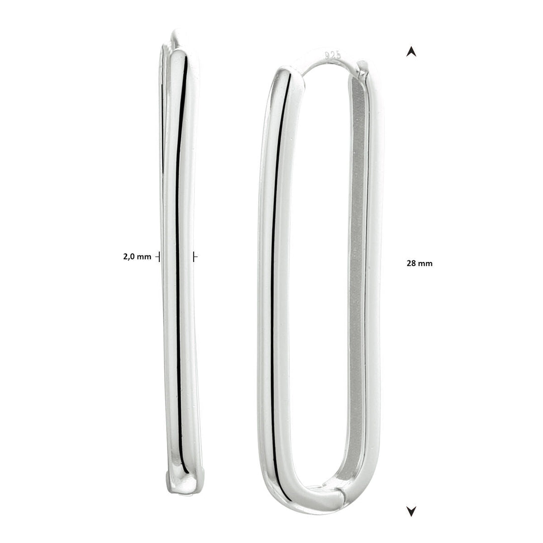 klapoorringen paperclip zilver gerhodineerd