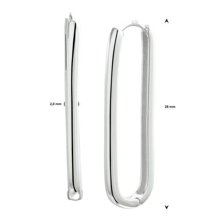 klapoorringen paperclip zilver gerhodineerd