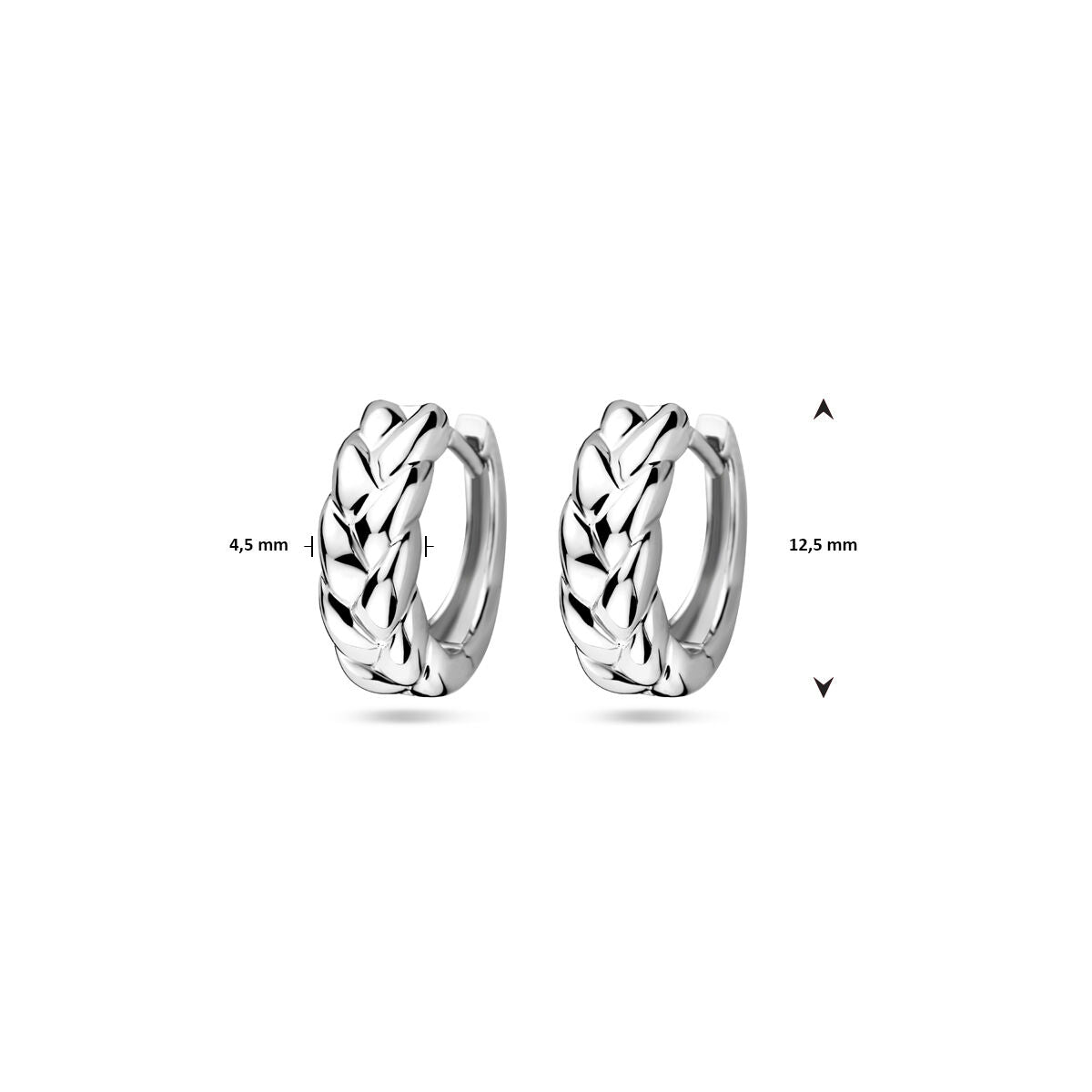 orecchini a cerniera 12,5 mm argento rodiato