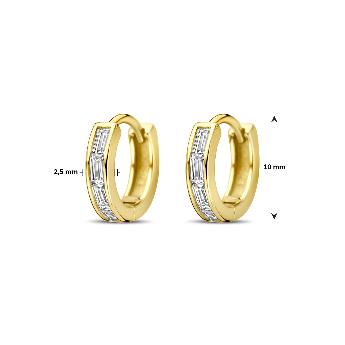 creole a cerniera con zirconi 10 mm placcato argento 1 micron (giallo)