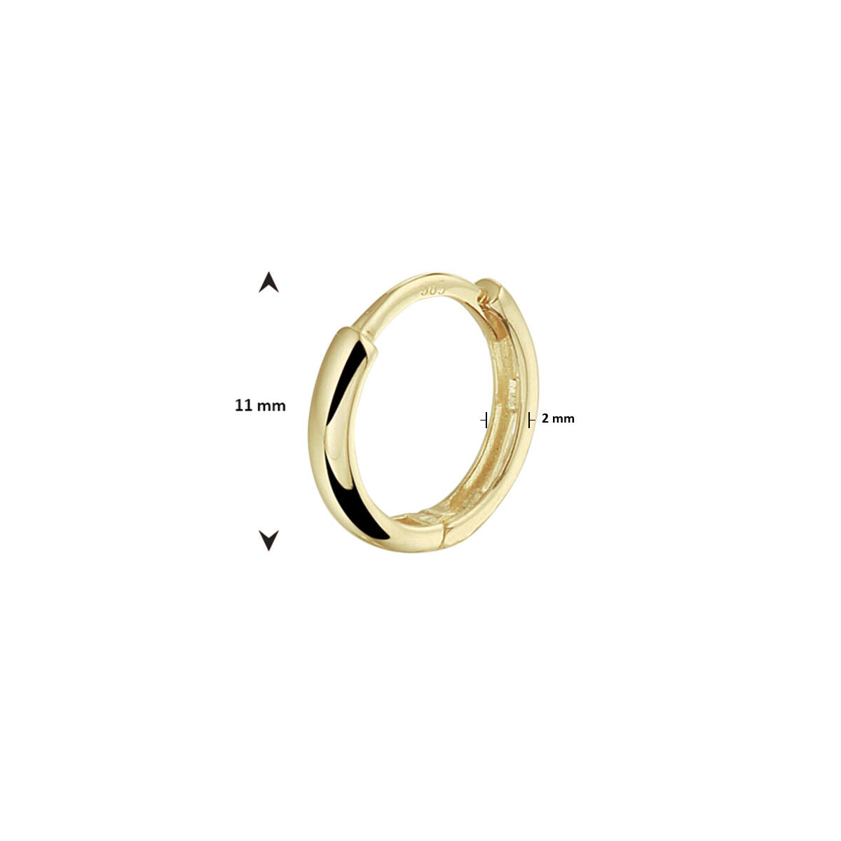 orecchino a cerchio a scatto singolo oro giallo 14K