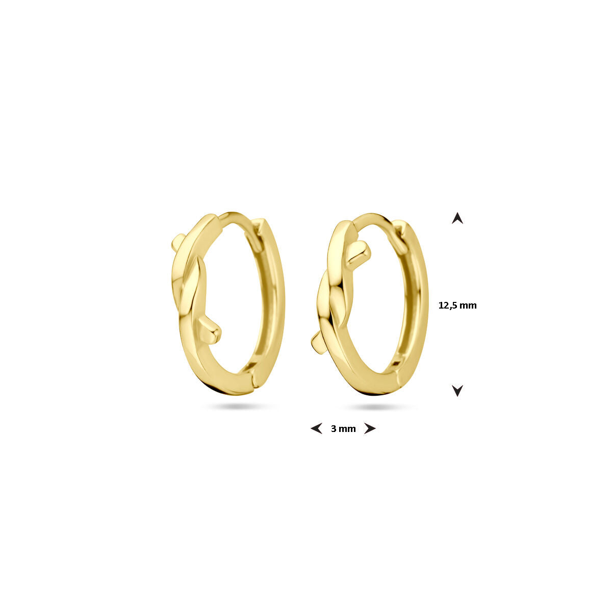 Orecchini a cerchio 12,5 mm 1 micron argento placcato oro (giallo)