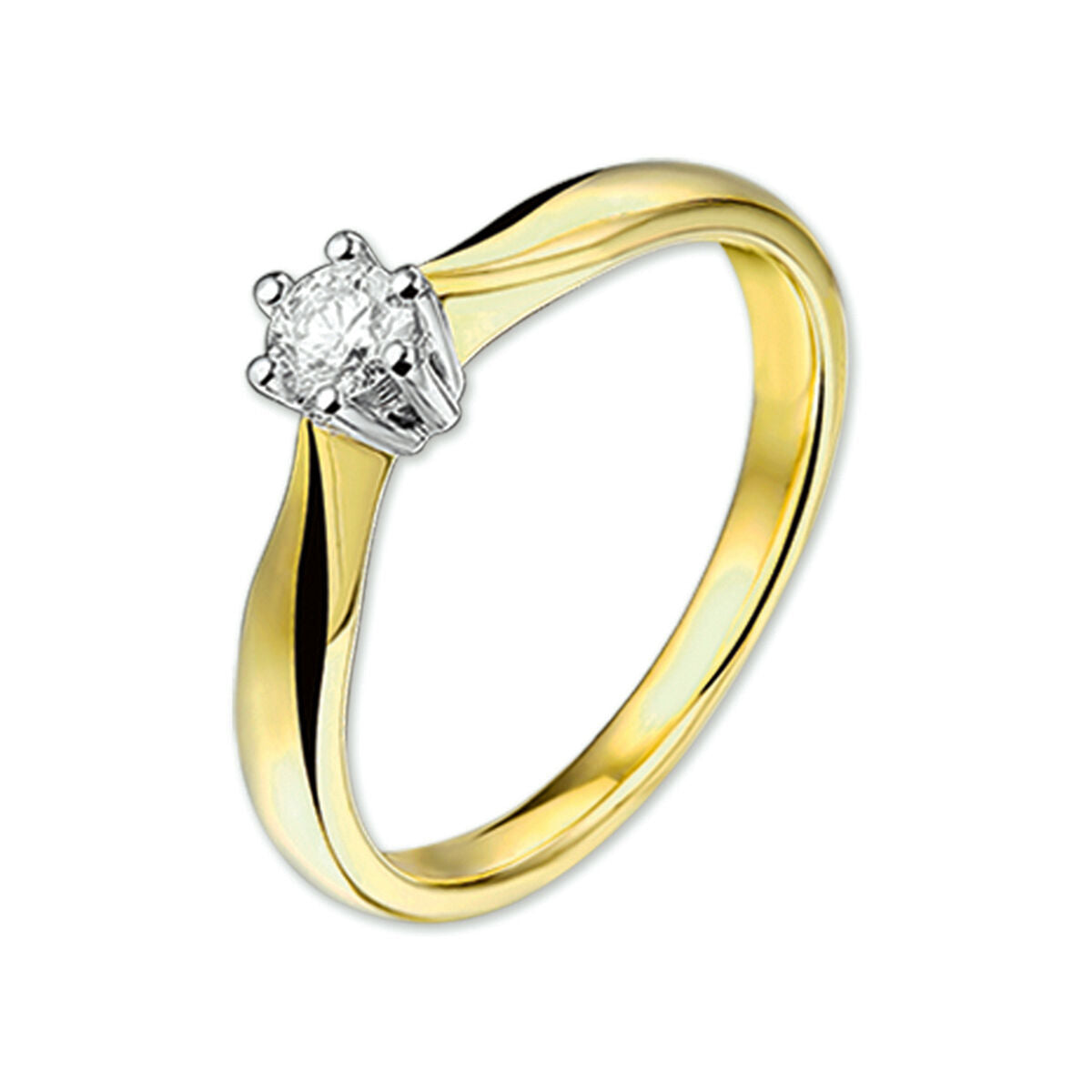 Anello in oro bicolore giallo e bianco con diamante di 0,25 ct.