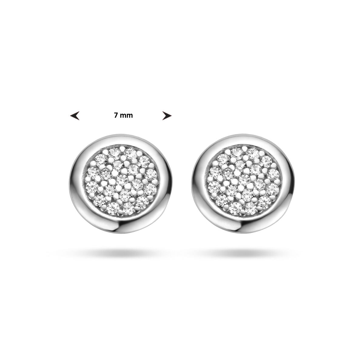 Orecchini a bottone zirconia argento rodiato