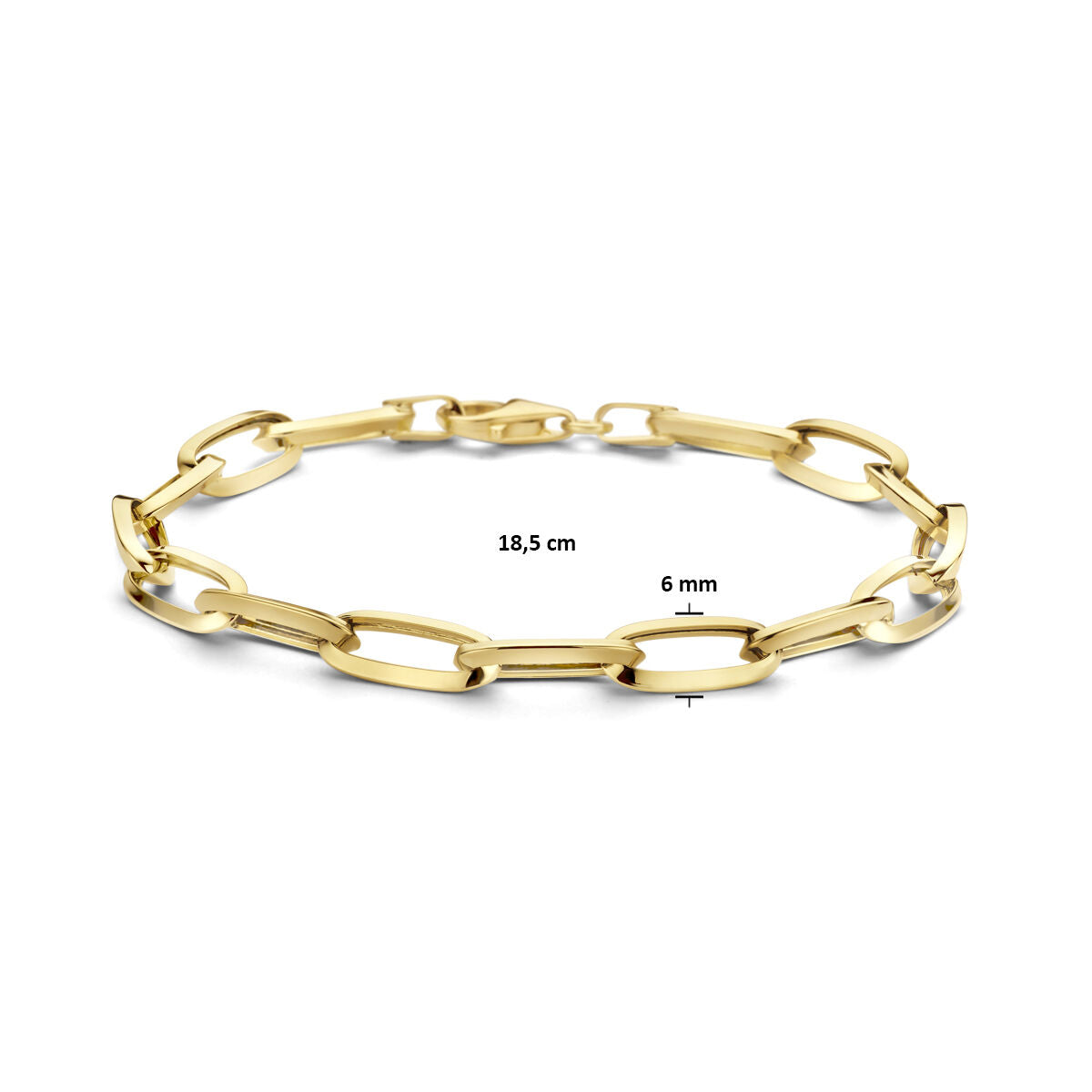 Bracciale in oro da donna paperclip a tubo affusolato 14K