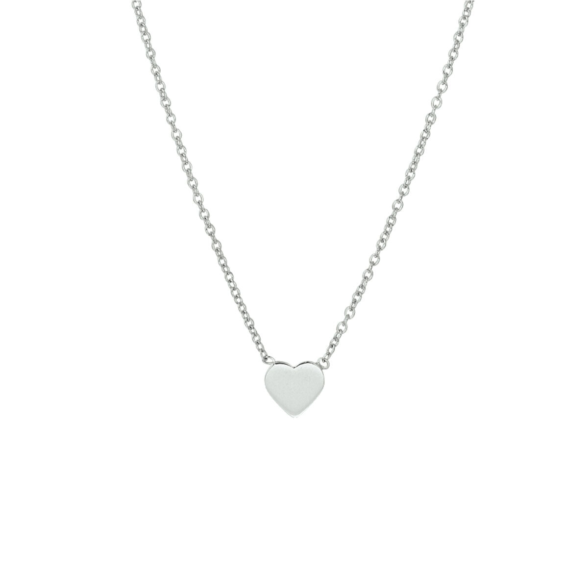 Collana con ciondolo a forma di cuore in argento rodiato, lunghezza 41 + 5 cm.