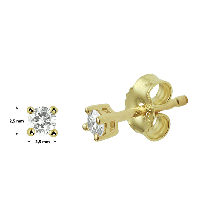 oorknoppen diamant 0.10ct (2x0.05ct) h si 14K geelgoud