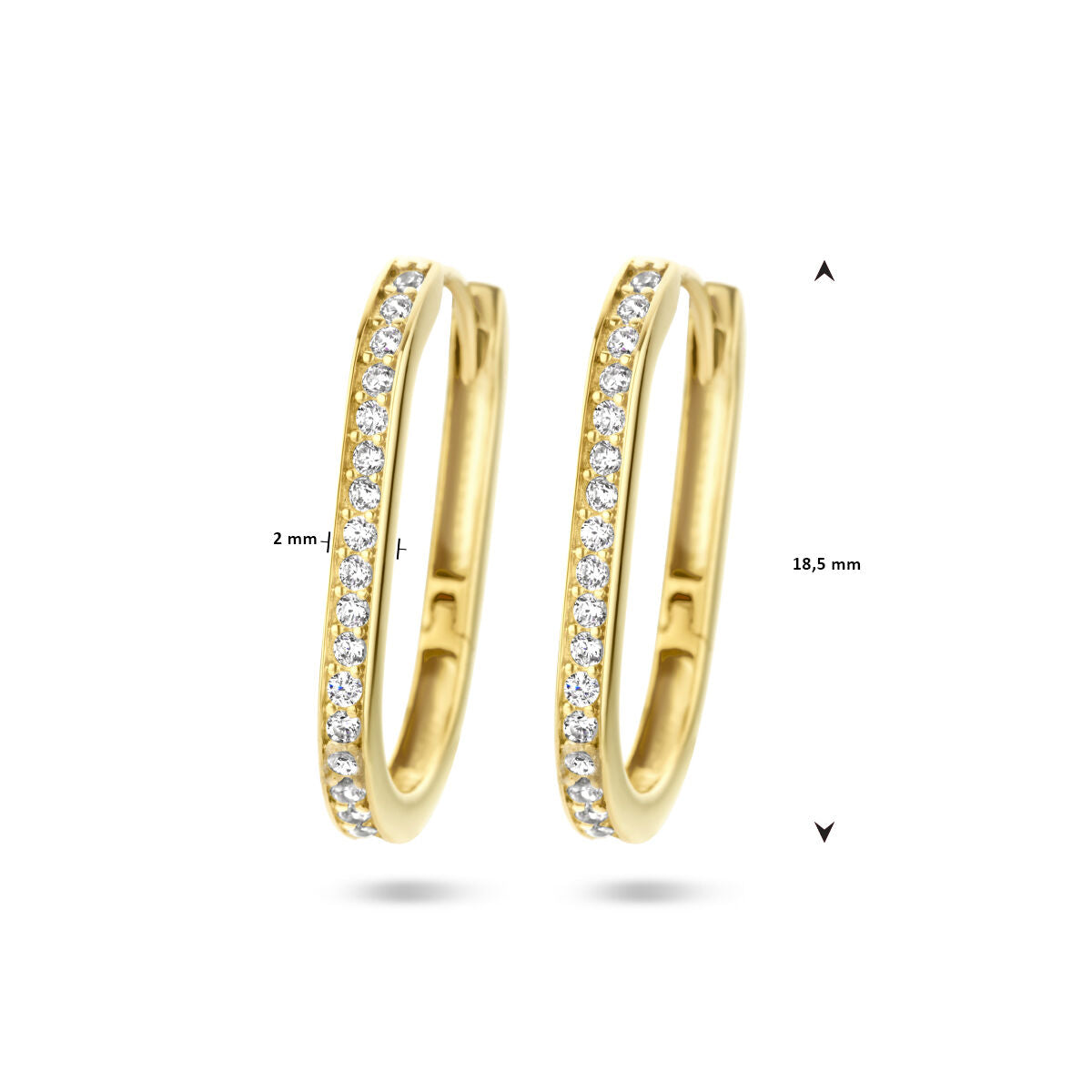 orecchini a cerchio con clip paperclip zirconia oro giallo 14K