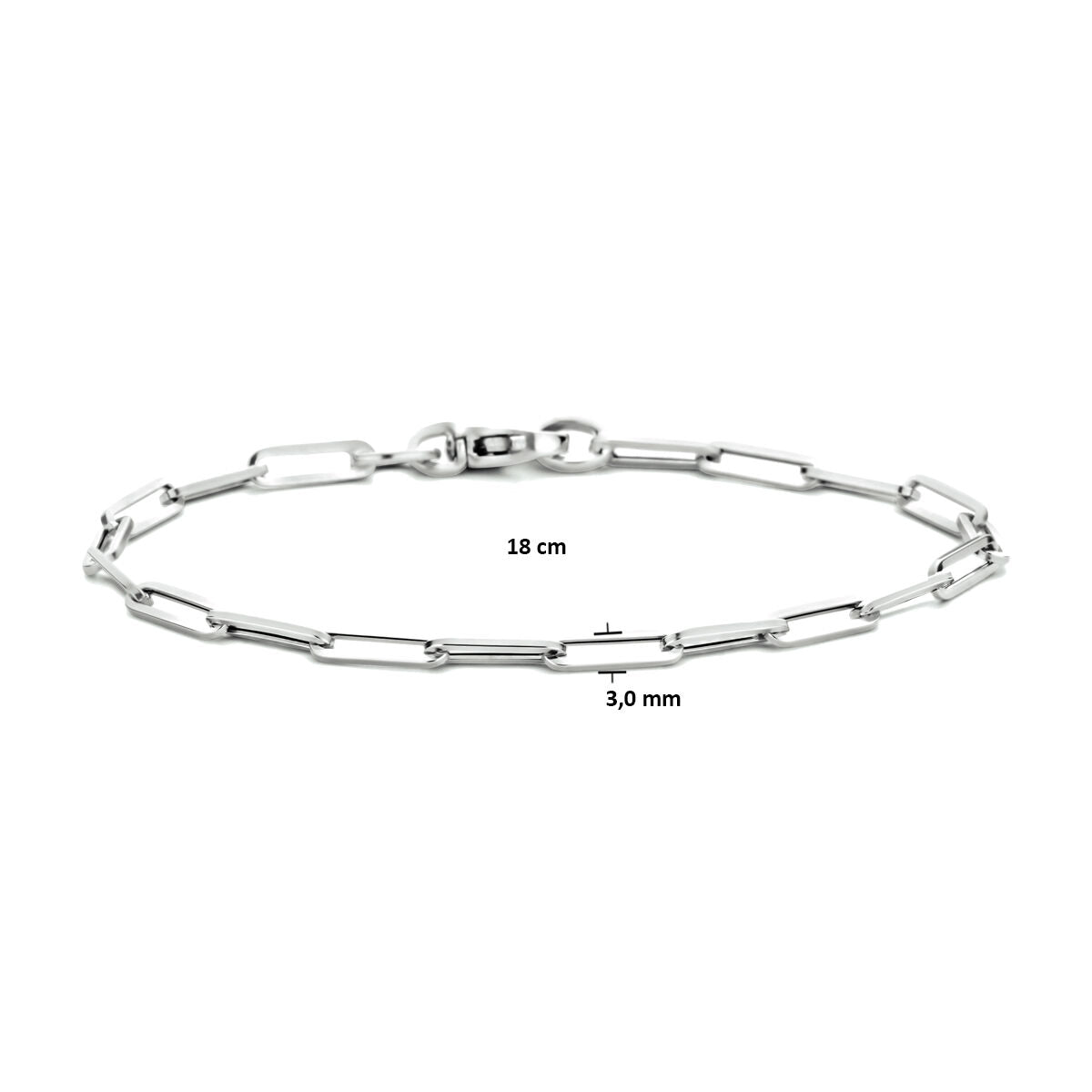 Bracciale in oro da donna paperclip tubo quadrato 14K oro bianco