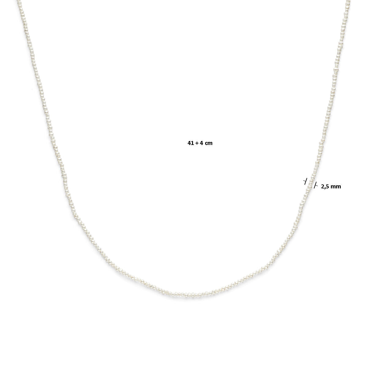 collana perle 41 - 45 cm argento rodiato