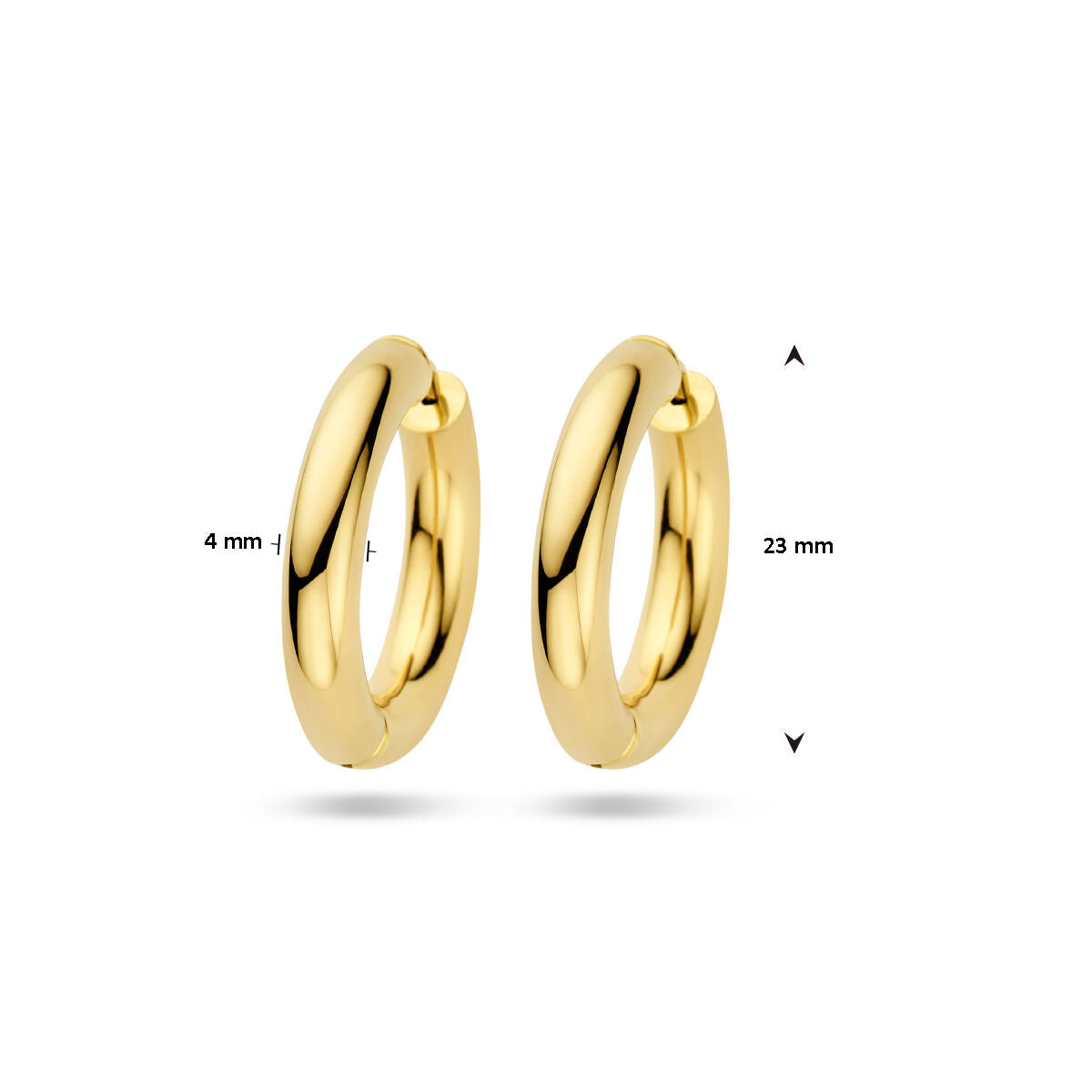 Orecchini a cerchio 4,0 mm tubo tondo 14K oro giallo