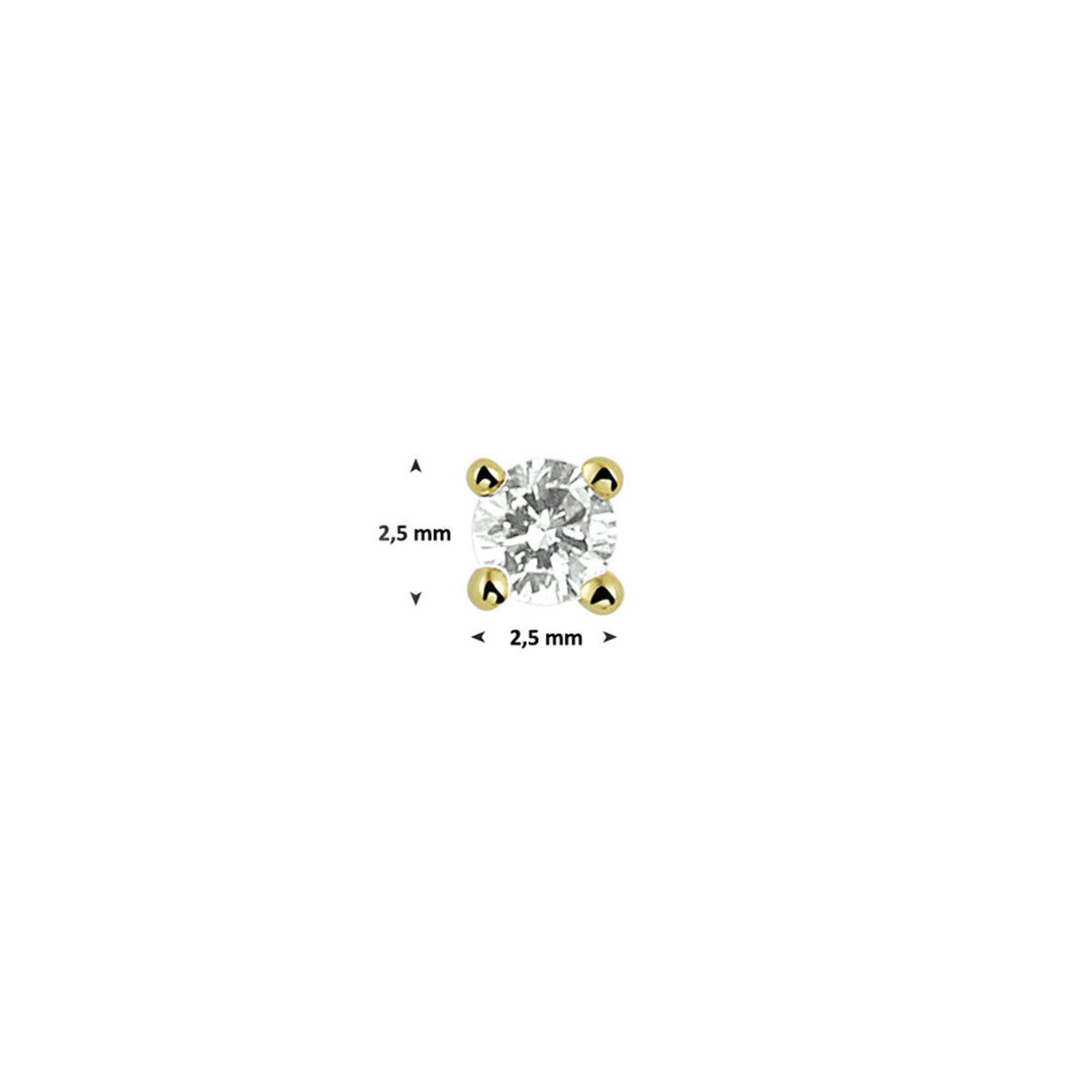 oorknop diamant 0.05ct h si per stuk 14K geelgoud