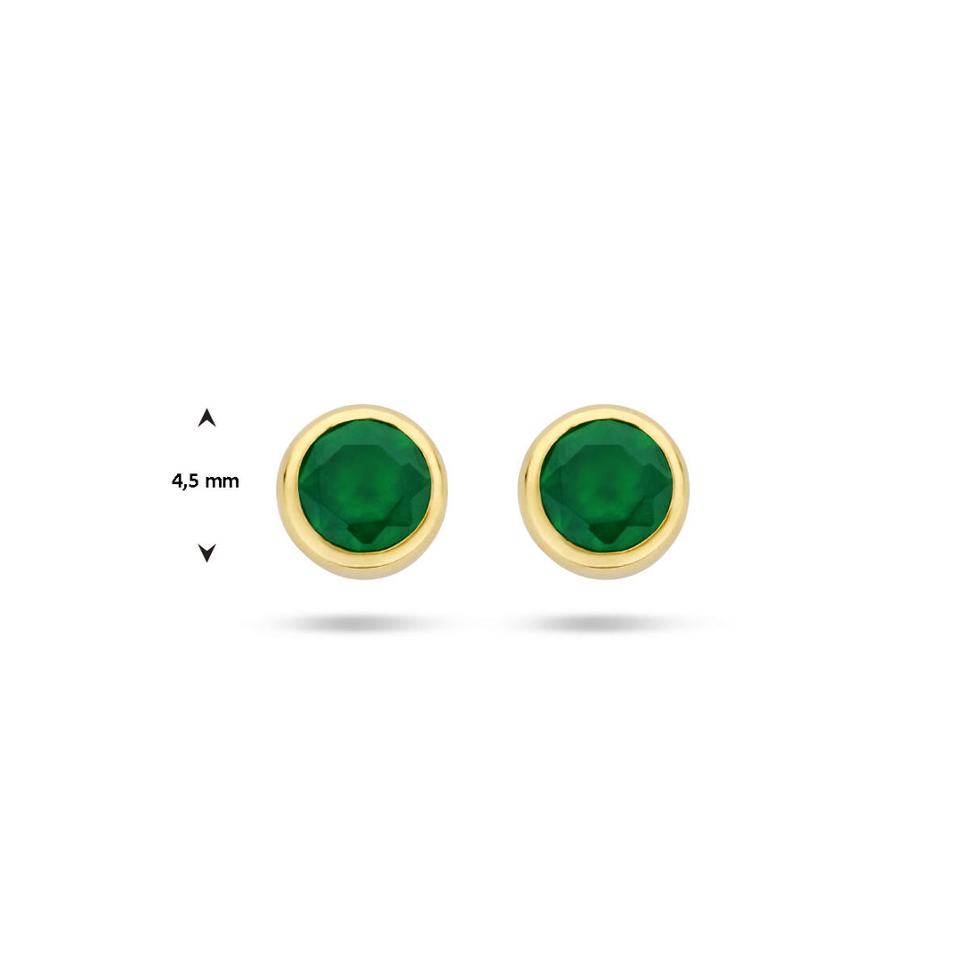 oorknoppen groen agaat 14K geelgoud