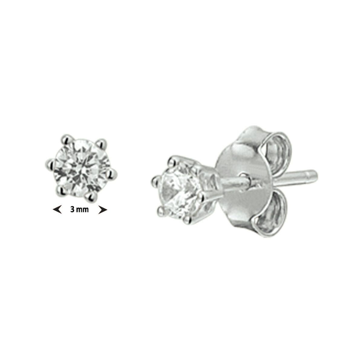 oorknoppen zirkonia zilver gerhodineerd