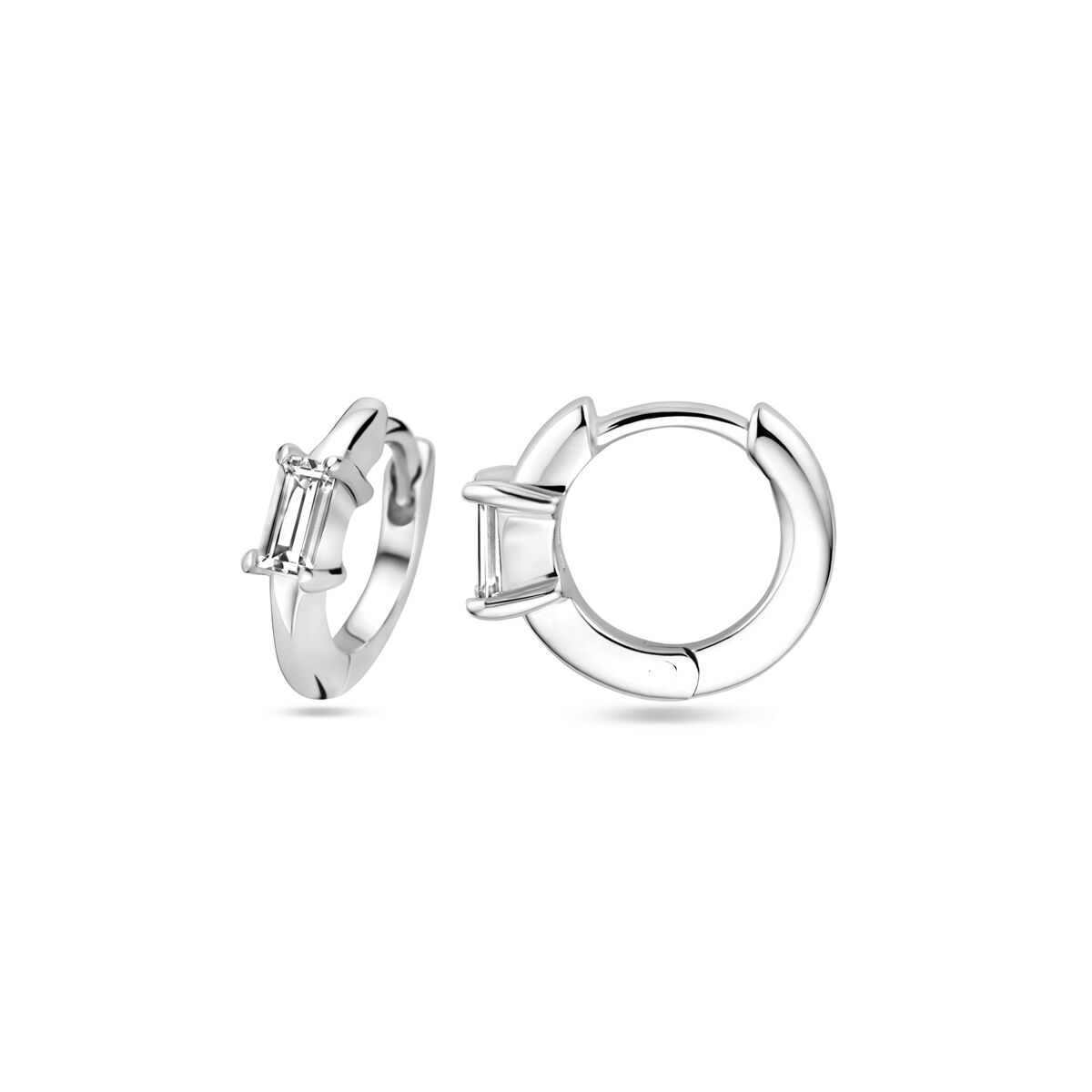 orecchini a scatto zirconia 10,5 mm argento rodiato