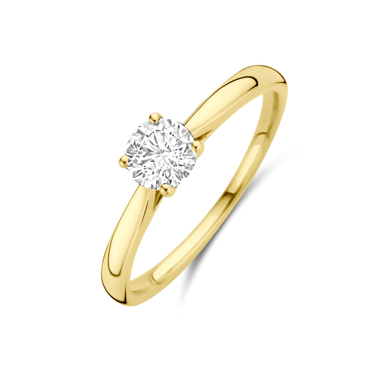 Anello da donna in oro giallo 14k con diamante lab-grown da 0,50 ct.