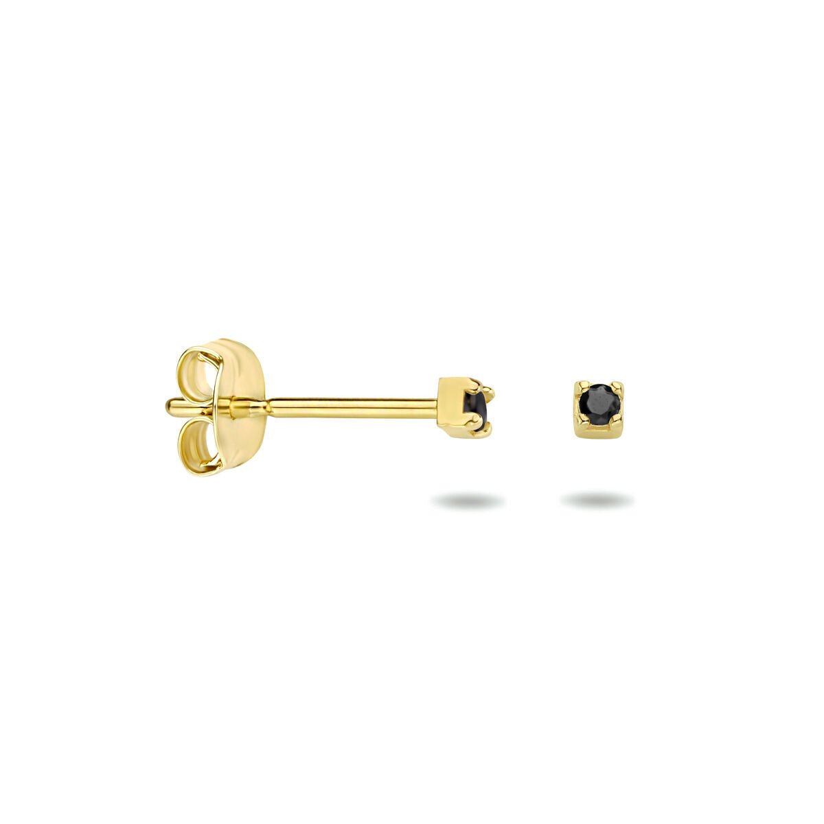 orecchini a bottone zircone nero oro giallo 14K