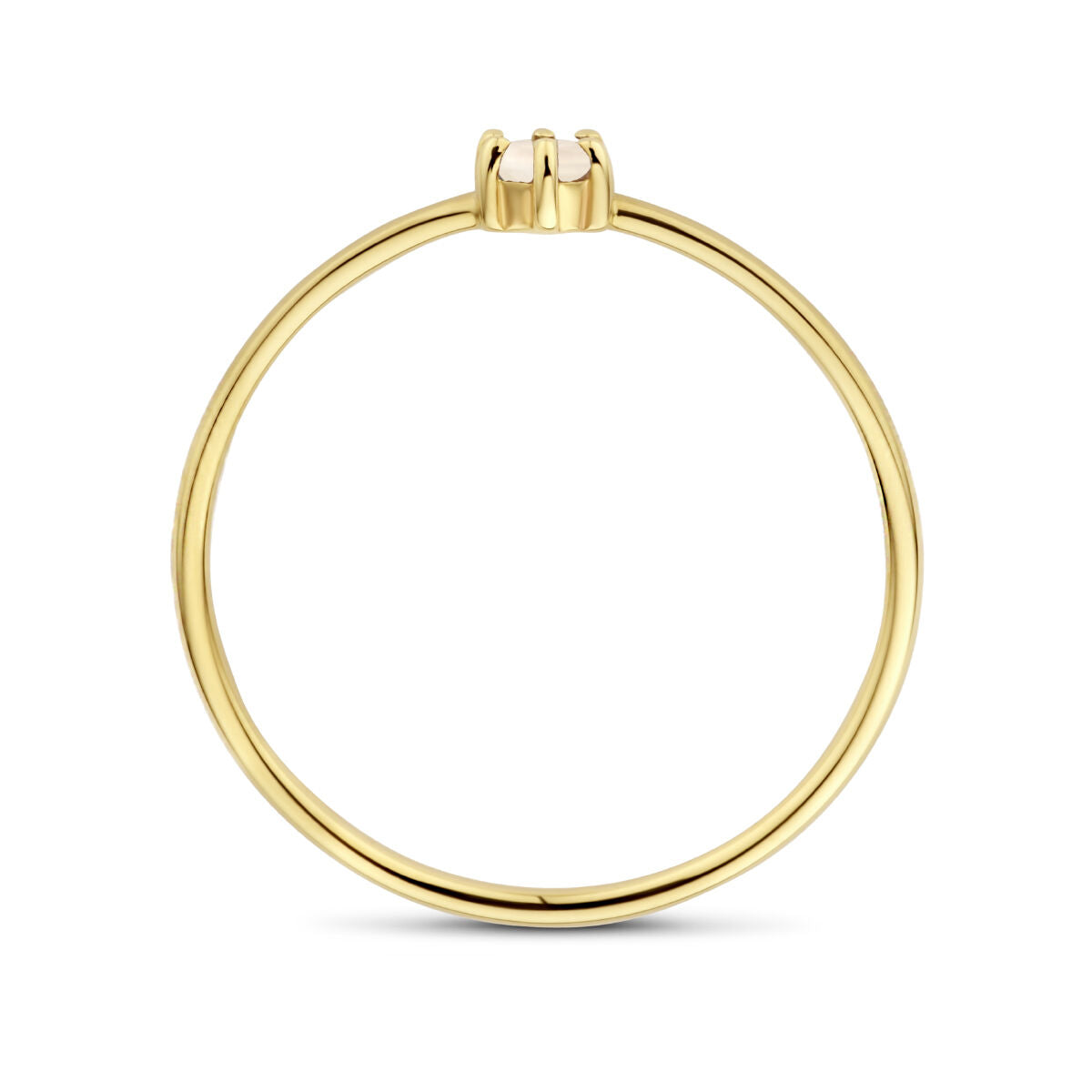 anello con pietra portafortuna pietra di luna giugno 14K oro giallo