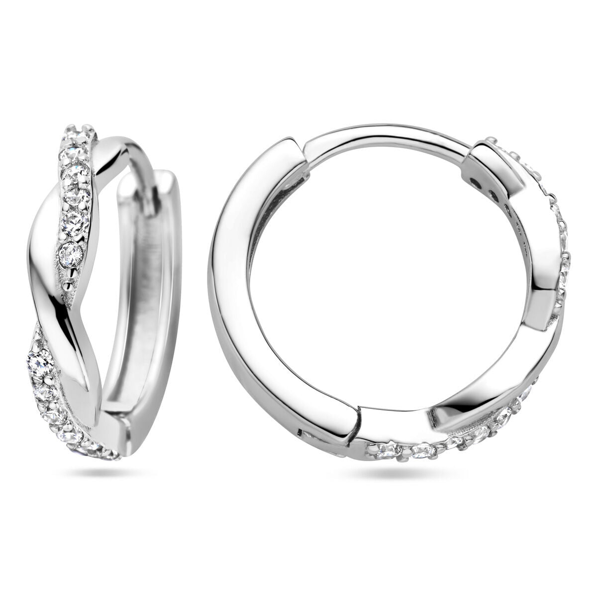orecchini a cerchio con zirconia argento rodiato