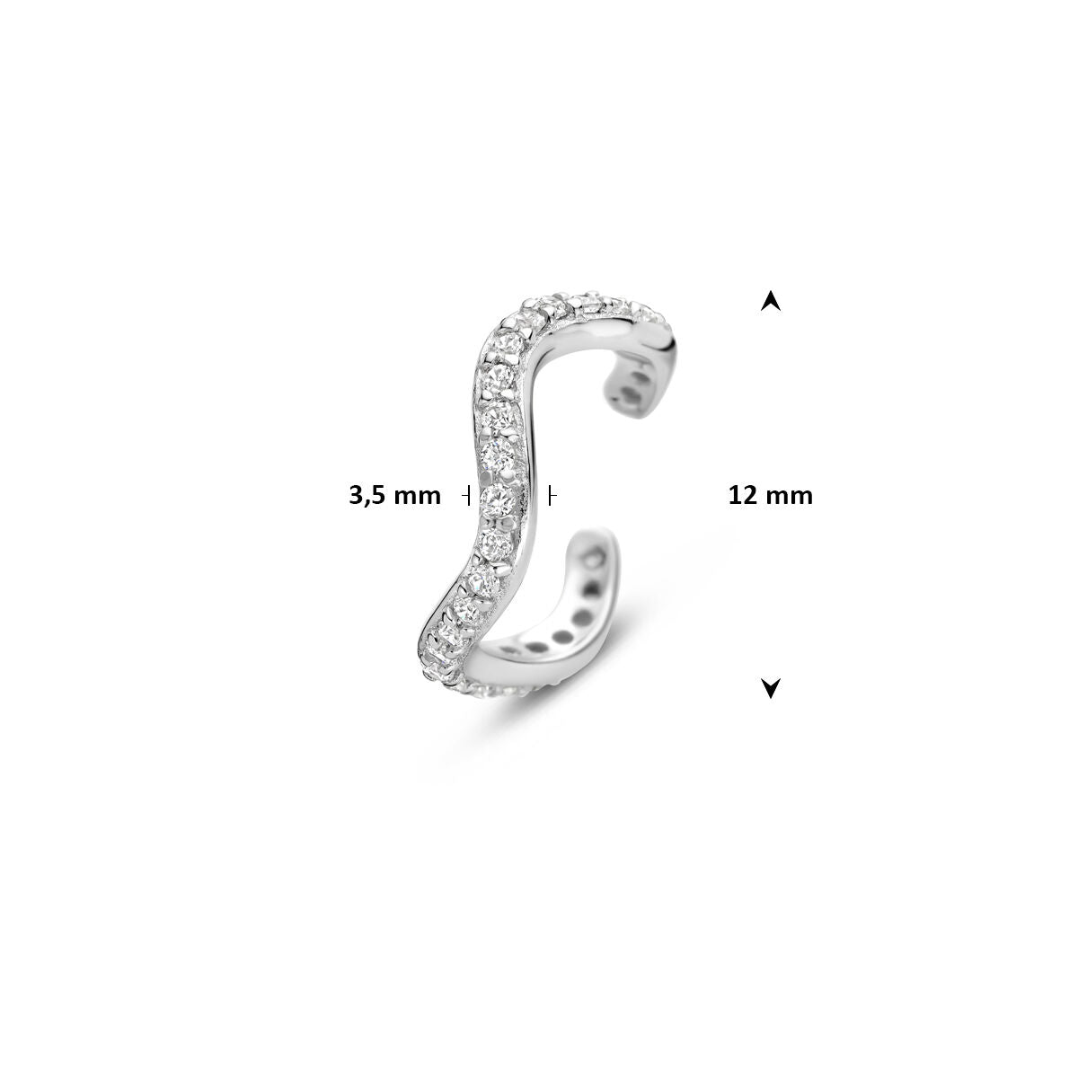 Ear cuff in argento con zirconia 925 rodiato