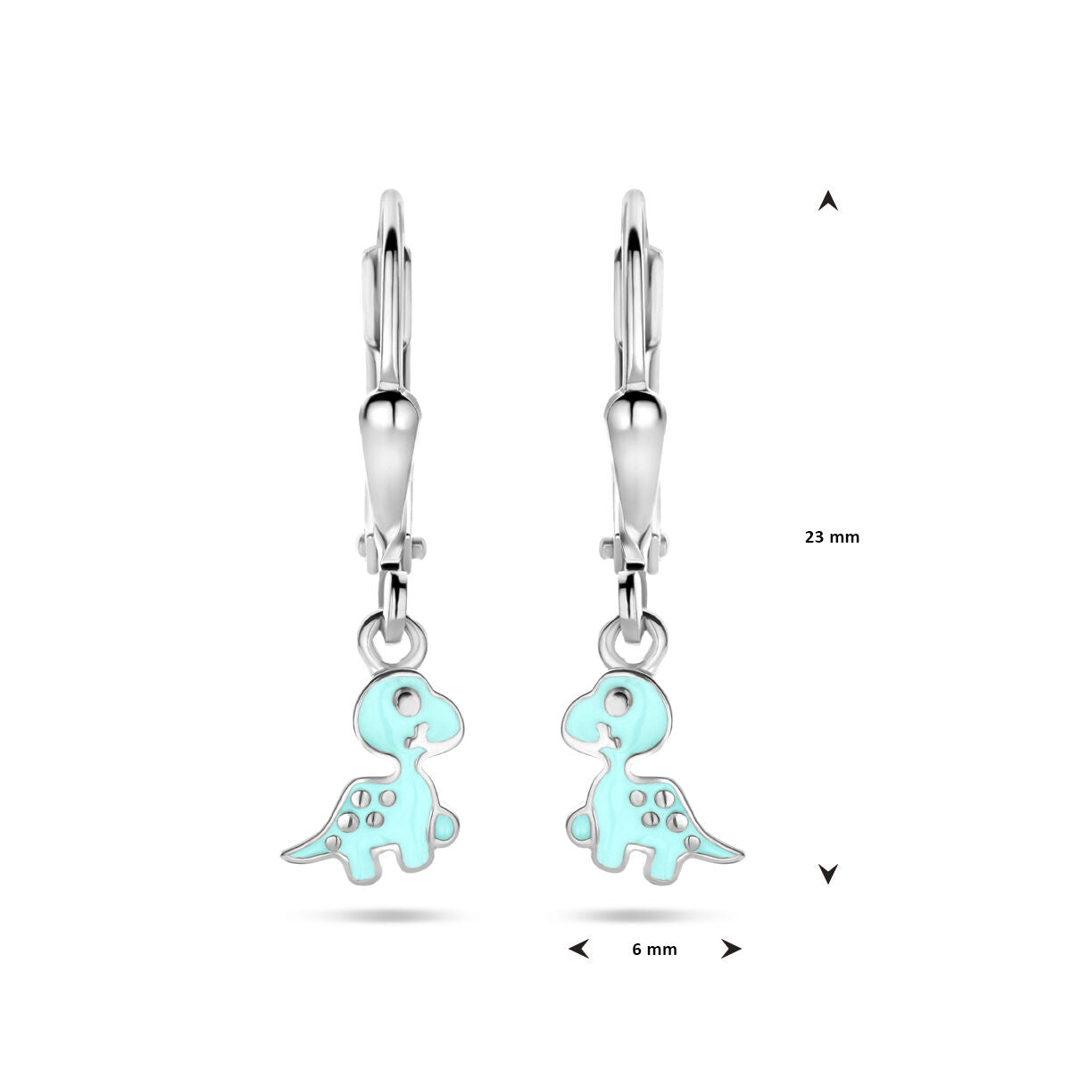 Orecchini pendenti dinosauro gancio brisur 23 mm argento rodiato