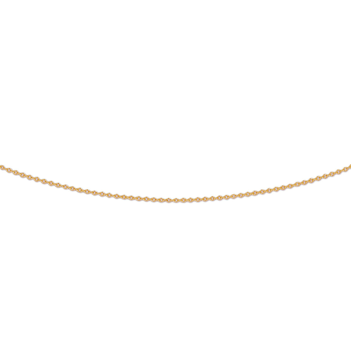 Collana in oro rosa 14K con maglia piatta da 0,8 mm, disponibile in lunghezze di 41, 43 e 45 cm.