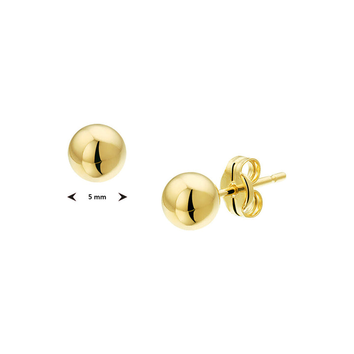 orecchini a bottone sfera oro giallo 14K
