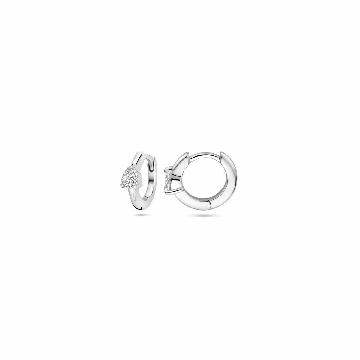 orecchini a scatto zirconia 10 mm argento rodiato