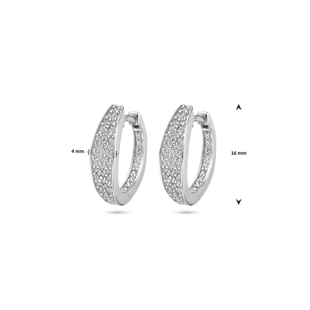 orecchini a clip zirconia 16 mm argento rodiato