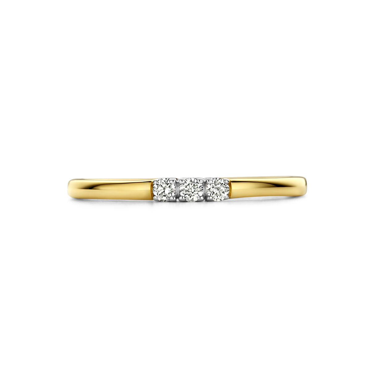 anello memoire trilogy diamante 0.09ct h si 14K oro bicolore giallo/bianco
