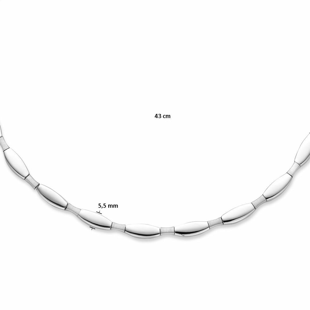 collier choker 5,5 mm 43 cm poli/mat zilver gerhodineerd