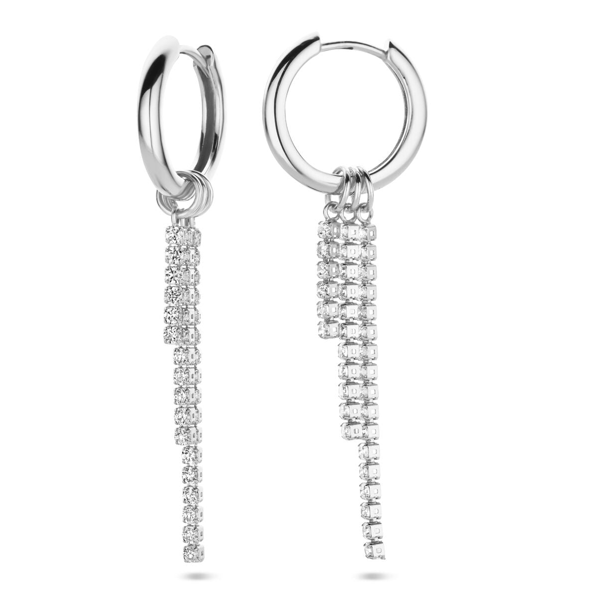 orecchini a scatto zirconia 46 mm argento rodiato