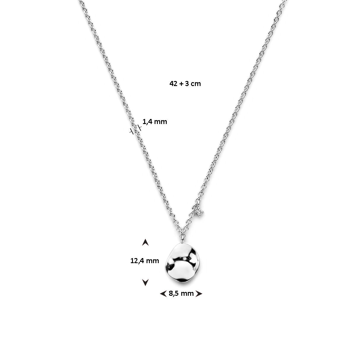 collana diamante 0.02ct j p1 42 + 3 cm argento rodiato