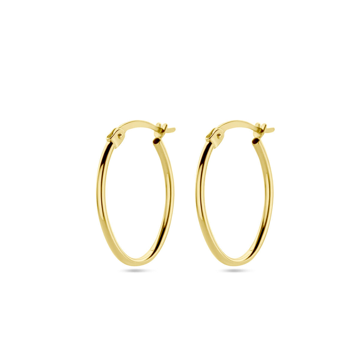 Orecchini alla creola in oro giallo 14K con tubo rotondo di 1,6 mm.
