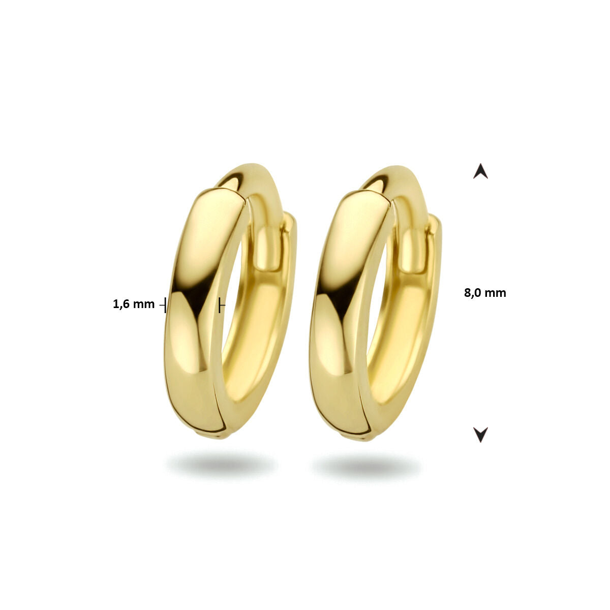orecchini a cerchio con cerniera 1.6 x 8 mm oro giallo 14K