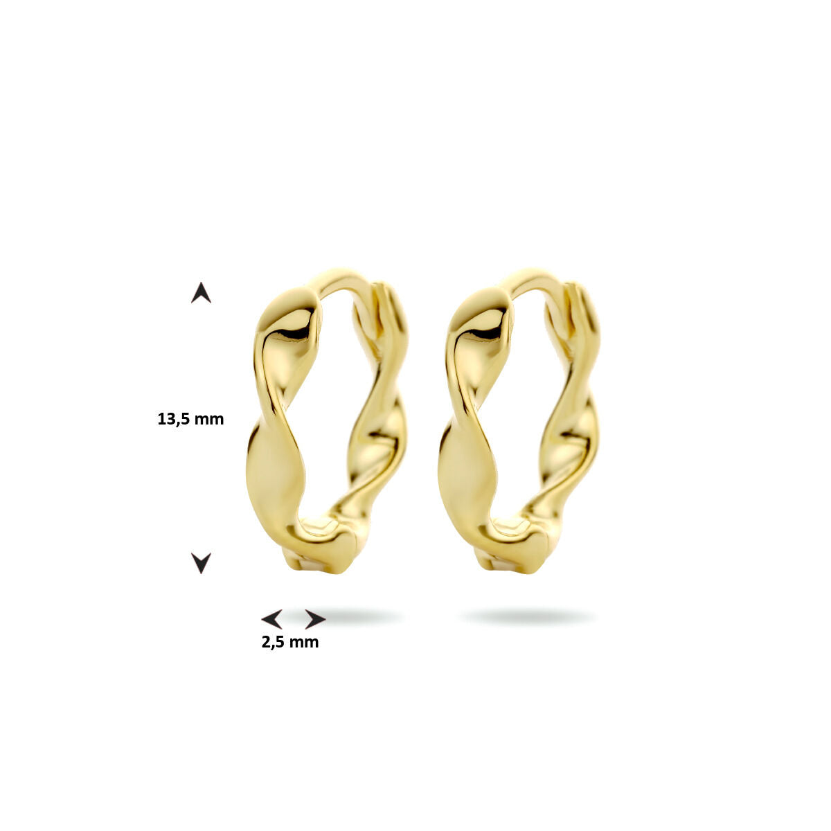 orecchini a cerchio con chiusura a scatto ritorto 1 micron argento placcato oro (giallo)