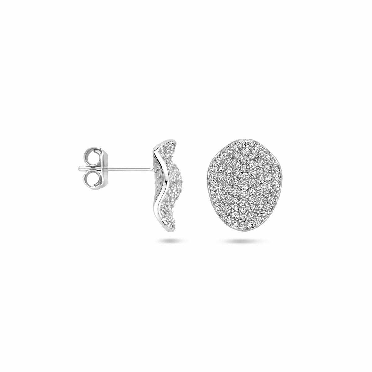 Orecchini a bottone zircone 13 mm argento rodiato