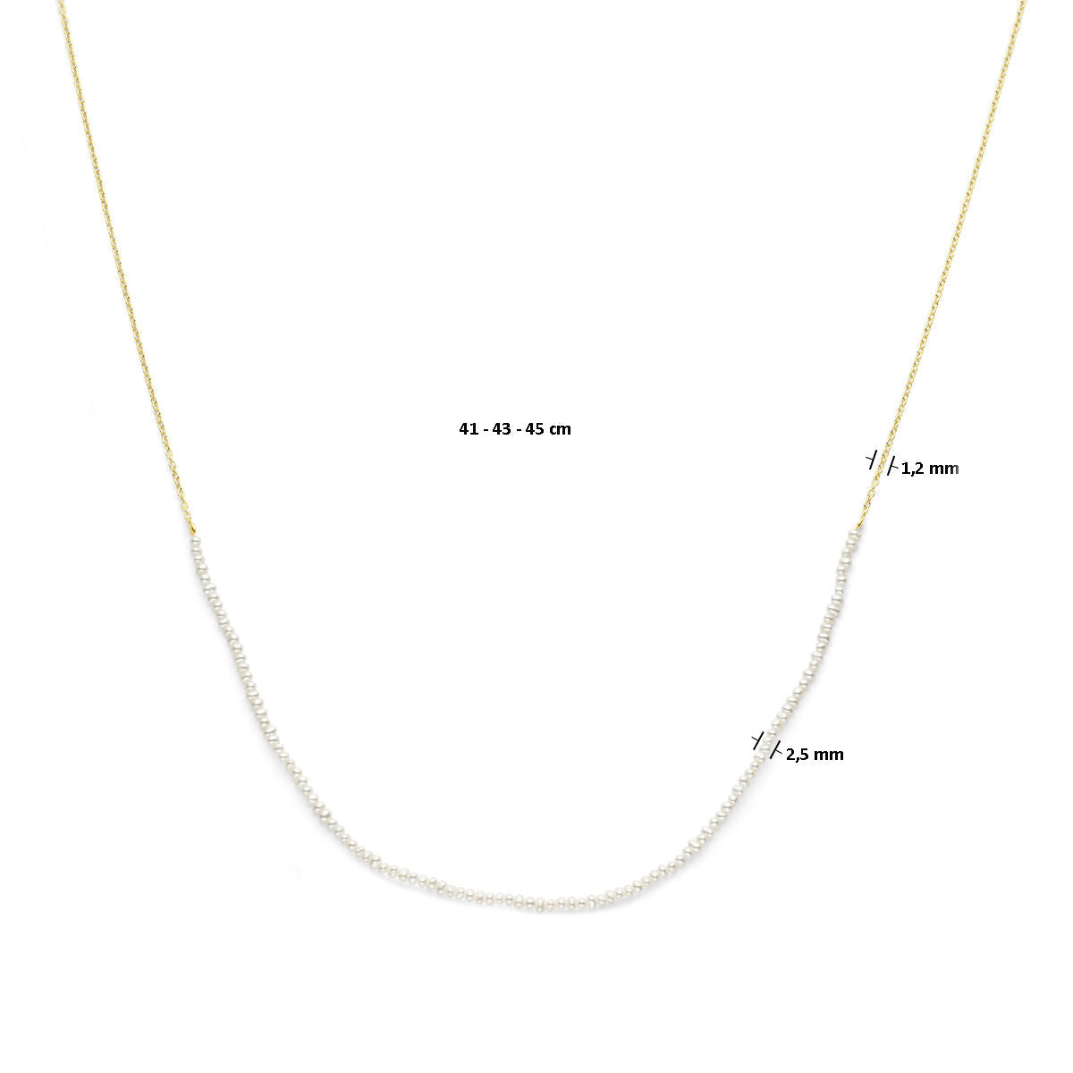 collana perle 41 - 45 cm 3 micron argento placcato (giallo)