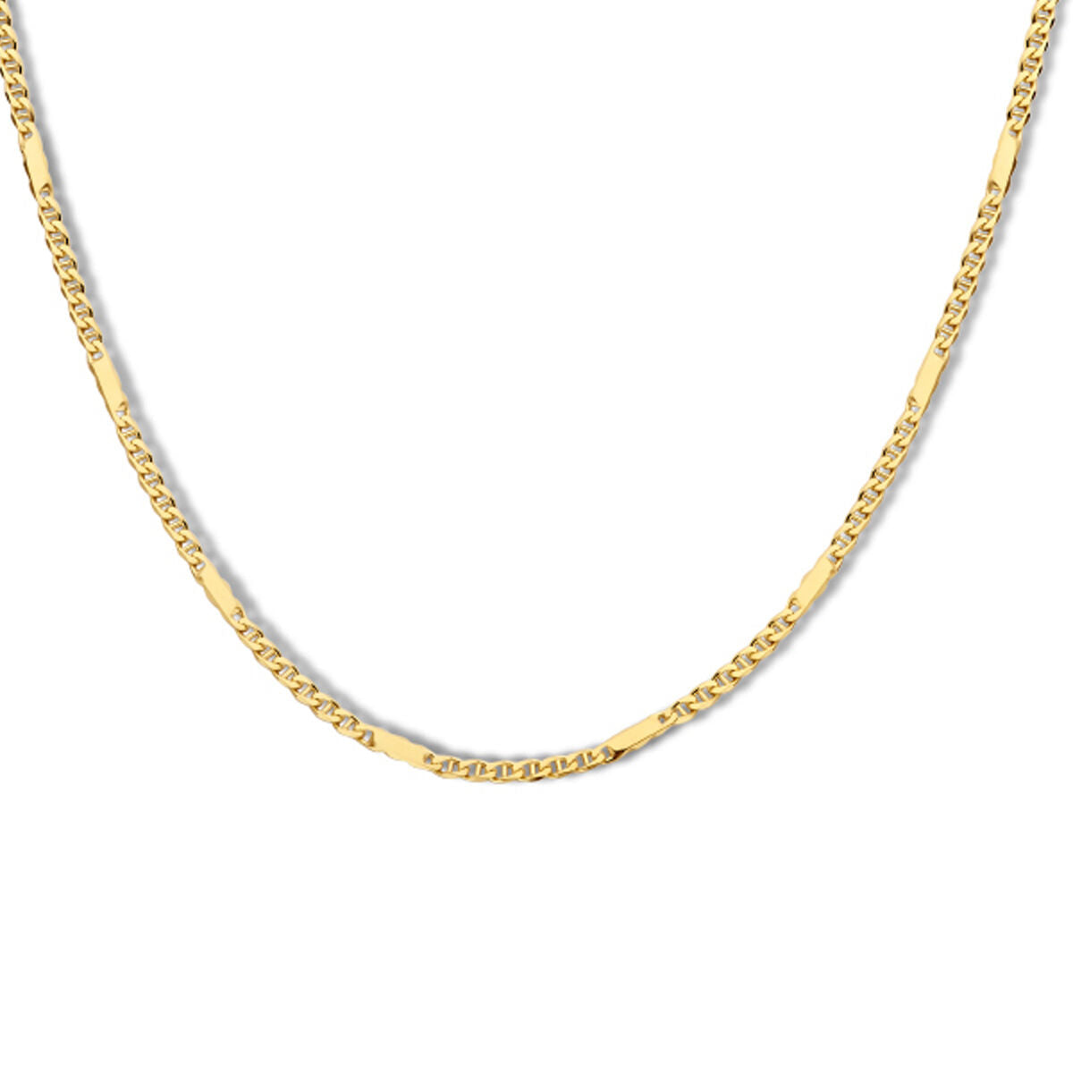 Collana in oro giallo con maglia rolò e dettagli in valkenoog, spessore 1,9 mm, 14K.