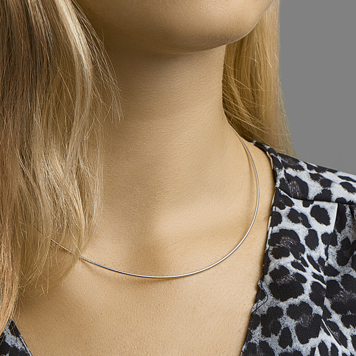 collana omega tonda 1,4 mm argento rodiato
