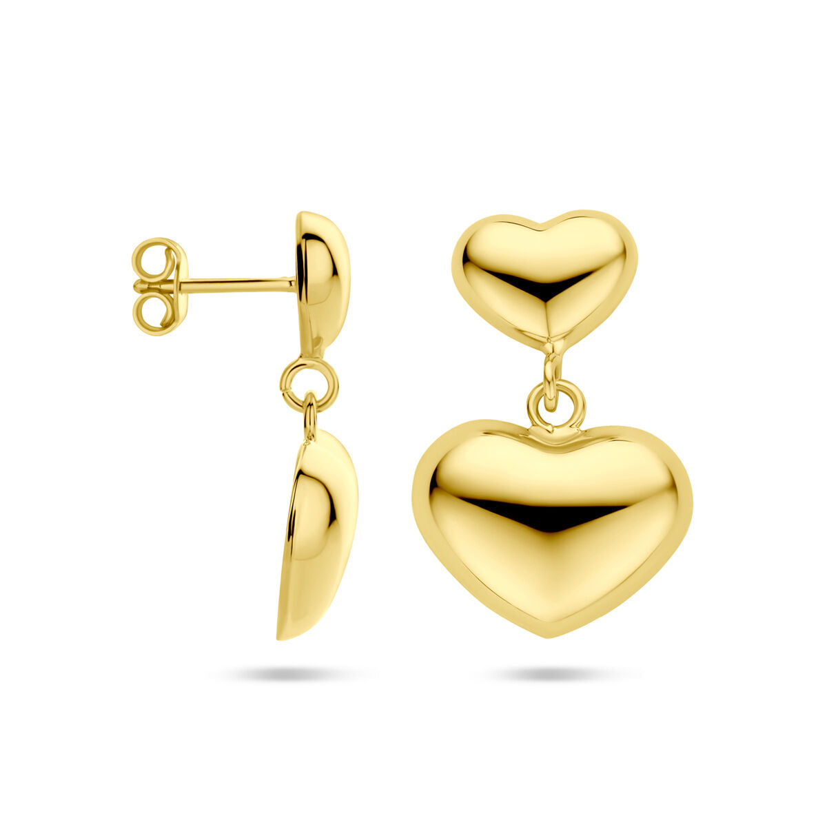 orecchini pendenti cuoricini 26 mm 1 micron argento placcato oro (giallo)