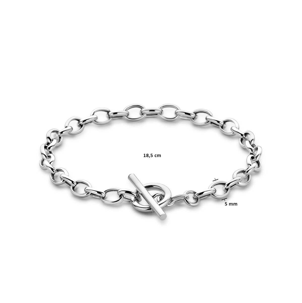 bracciale marina 5 mm 18,5 cm chiusura a scatto argento rodiato